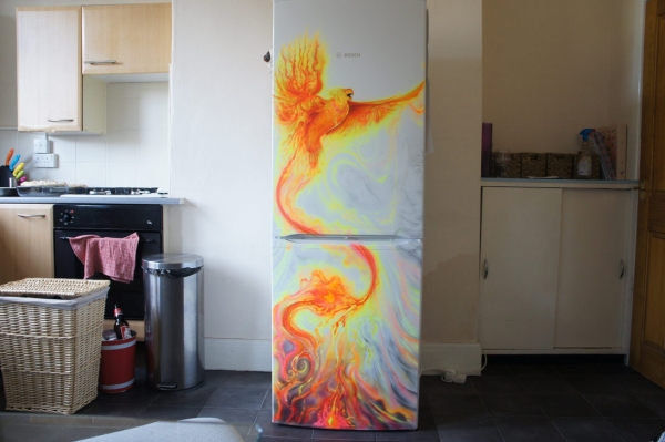 Phoenix on the refrigerator by LukeSobczakAirbrush