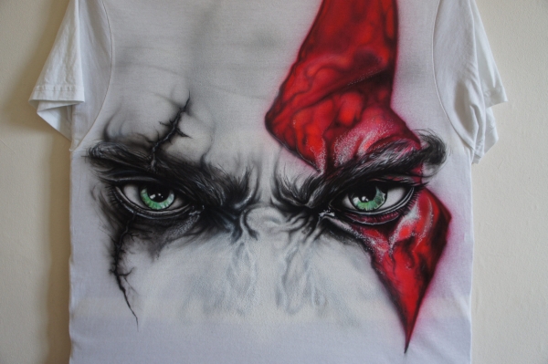 Kratos - Font side of T-shirt by LukeSobczakAirbrush