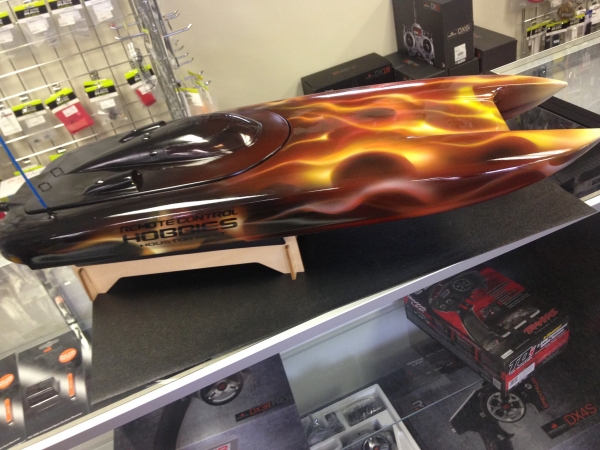 The RC boat I flamed out is now sitting in RC Hobbies Houston West.﻿
