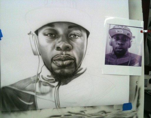 airbrush portrait in progress