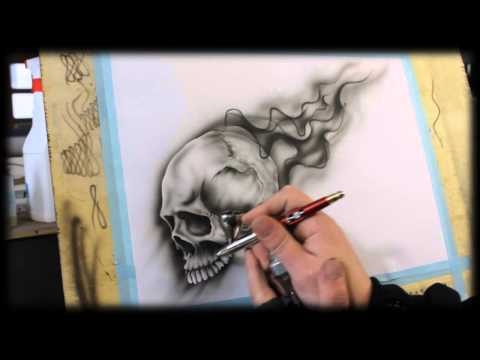 Airbrush Anleitung für Anfänger - How To airbrush for beginners - Skull Videotutorial - YouTube - Airbrush Videos