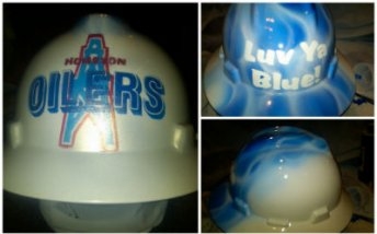 Airbrush hard hats and helmets Houston Texas welding hoods - Custom Paint and Print - Hard Hats