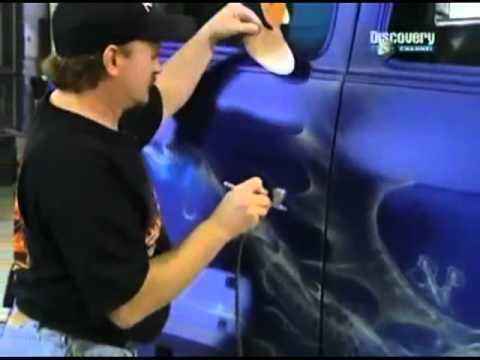 The amazing Mike Lavallee on Overhaulin airbrushing blue flames - YouTube - Airbrush Videos