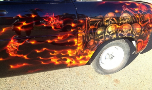 Skulls and Flames | Airbrush Art | Professional Air Brush Artist in Perth, WA - Airbrush Artwoks