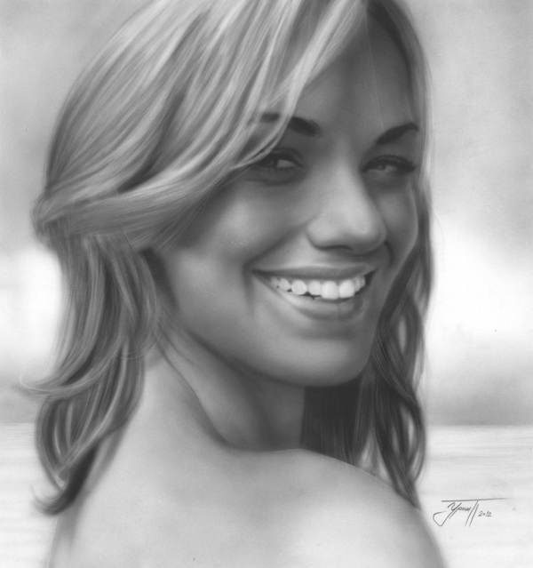 yvone strahovski airbrush painting by urosh1991