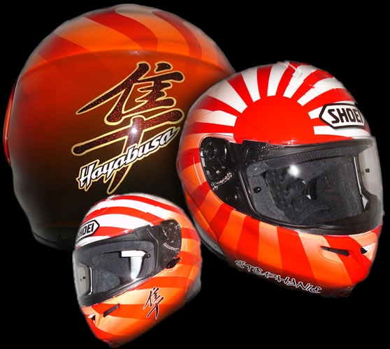 Custom painted helmets airbrush designs by airbrush artists Jo Taylor