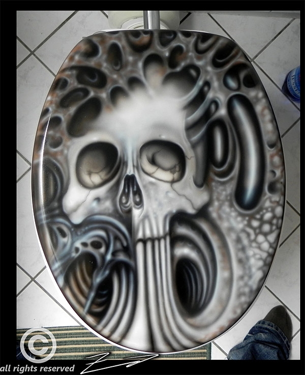 Obvious Winner - ow - Crap Some Macabre Skeletons Under This Gnarly Skull Toilet&nbsp;Lid