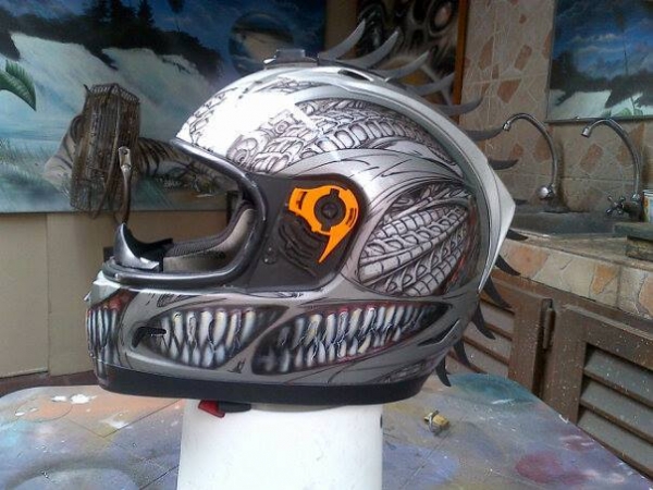 Toothy airbrushed helmet by nixa expensive .