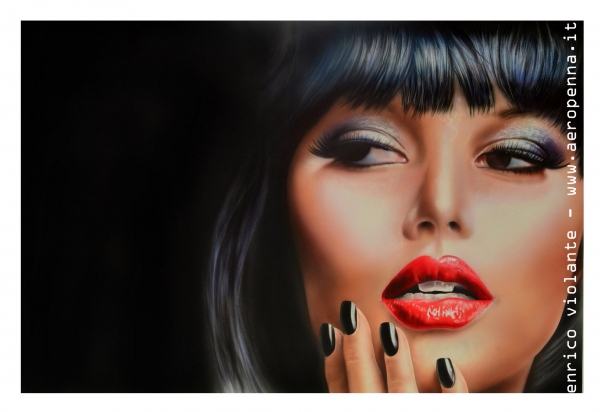 airbrush portrait on schoeller, cm.40x60