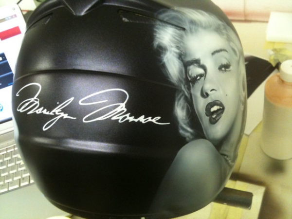 Marilyn on Helmet