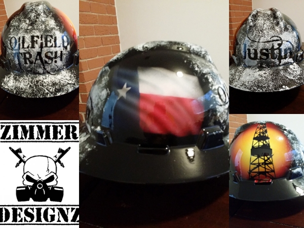 Custom hard hat "Oilfield Trash"