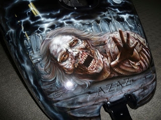 Airbrush Asylum: Zombie harley, airbrushed murals completed pictures. - Airbrush Artwoks