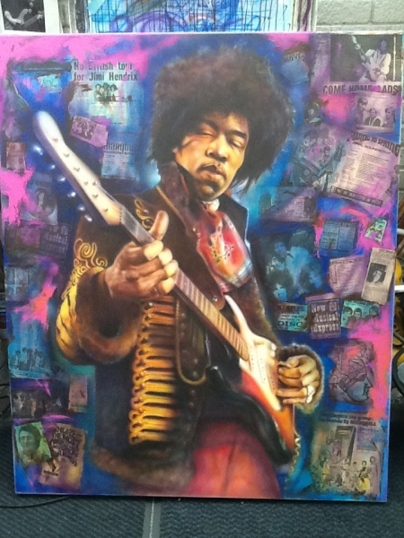 Jimmy Hendrix .
Canvas , large piece 