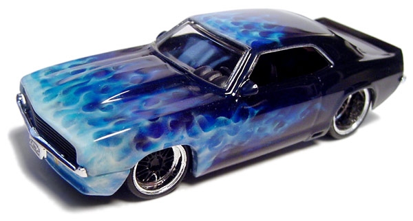 Blue Real Flame BTM 69 Camaro - KB Kustoms, -Airbrushed Diecast Collectibles! - Tuning Cars Airbrush 
