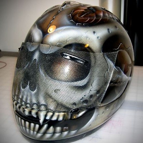 Silver Skull Design Crash Airbrush Helmet