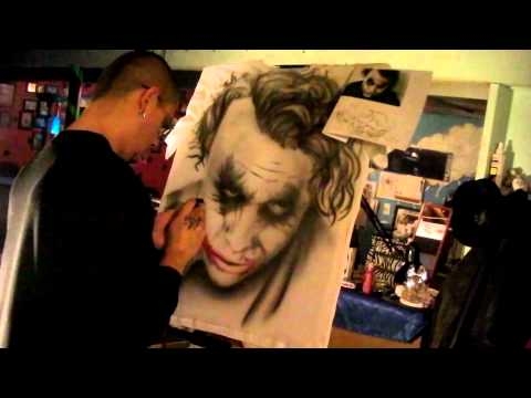 Video speed tutorial, airbrushing Joker from dark knight - YouTube - Airbrush Videos