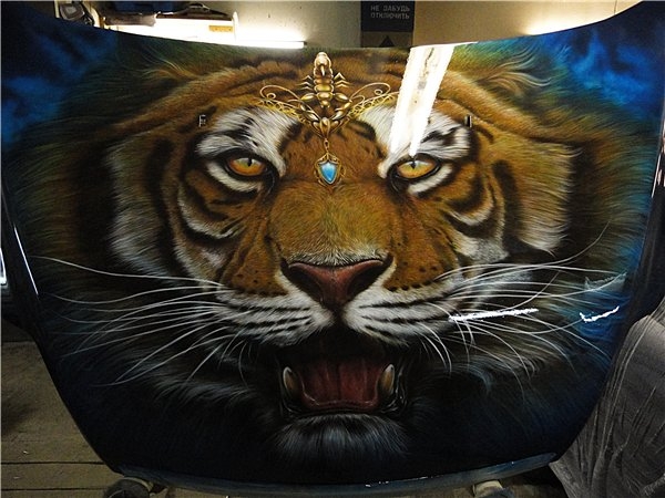  Airbrush Tiger  Car Hood Just Airbrush 