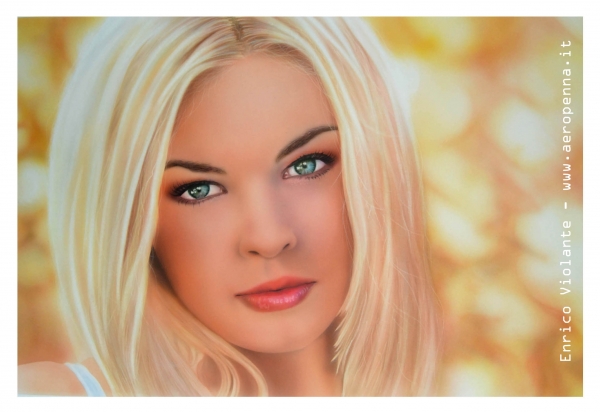 airbrush blonde woman, cm.40x60 on schoeller.e'tac color marissa series.