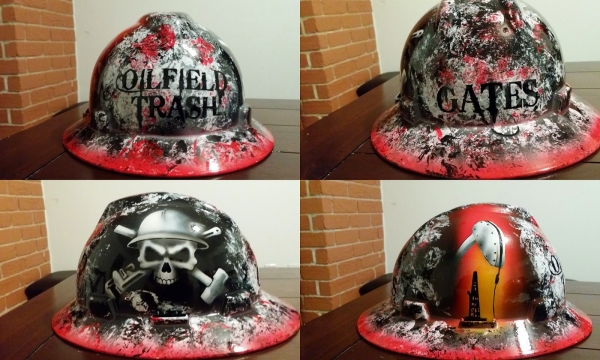 Detailed Oilfield Trash Custom painted hard hat