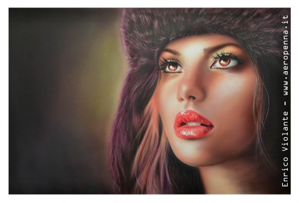  ritratto di modella....airbrush portrait, cm.40x60, e'tac color marissa series
