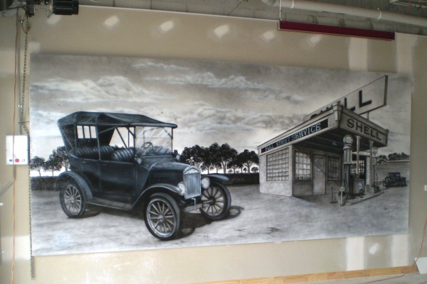 Inside , on a Garage wall  - Airbrush Murales