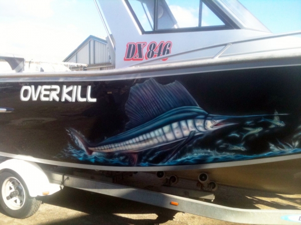 Overkill Boat | Airbrush Art | Professional Air Brush Artist in Perth, WA