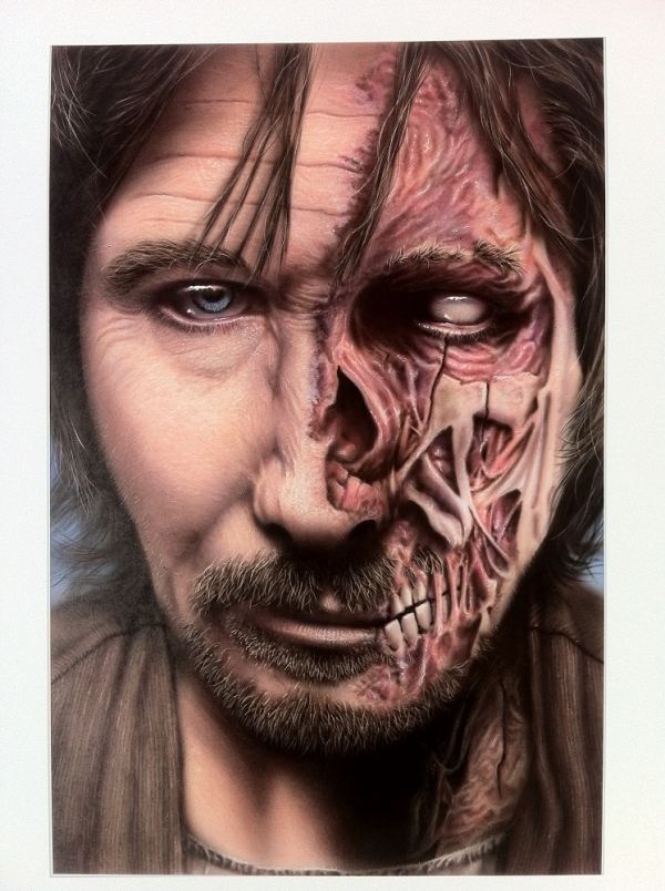 Awesome Gary Oldman Half Zombified Step by Step - from "haasje dutchairbrush"