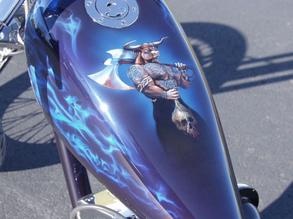 Blue Fire Chopper – Custom Painted Vehicles - Airbrush Artwoks