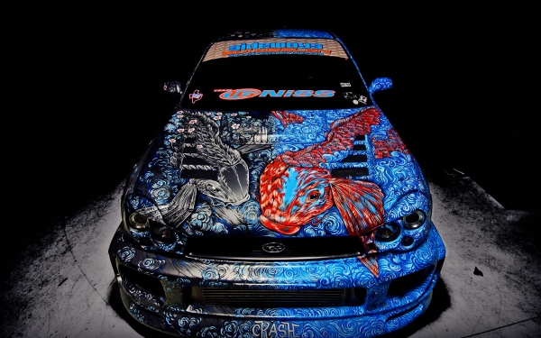 Hintergrund Subaru, Airbrush Fisch