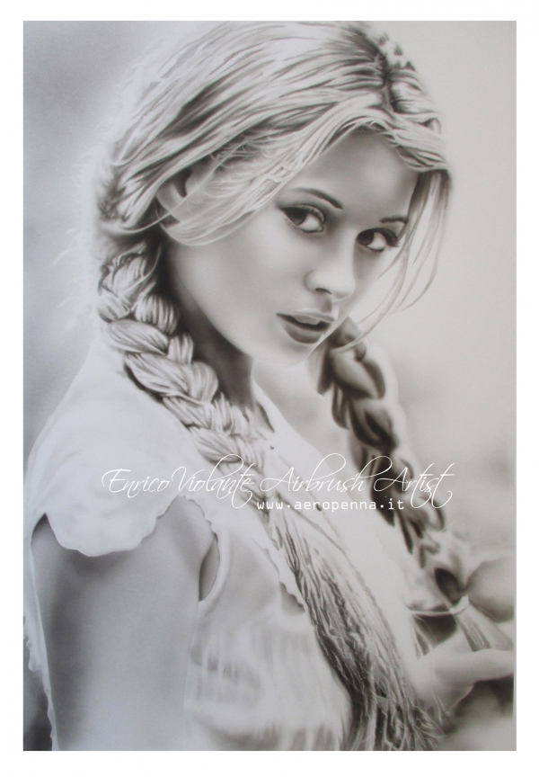 monochrome airbrush portrait - Airbrush Artwoks