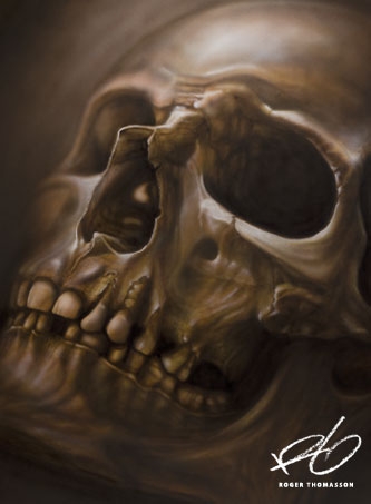 “Skull”Airbrush painting. Acrylics on illustration board.Originalsize: 50x70 cm (approx. 20x27,5 inches.)© 2013 Roger Thomasson - My favorite on Justairbrush