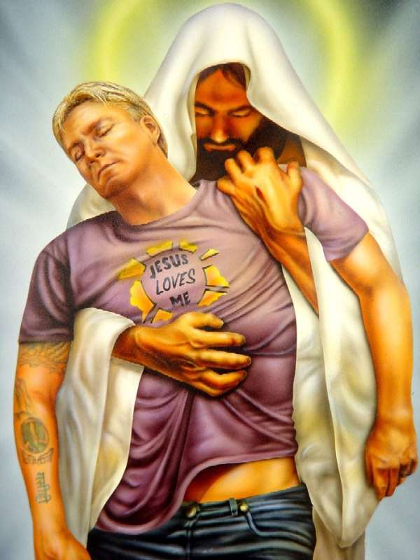 Jesus love me - Illustration Airbrush custom paint