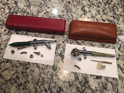 $66.66 for 2 Vintage Paasche Airbrush w/ Cases Green Bakelite Turbine