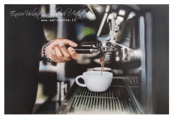 gradite un caff&egrave;?...airbrush on paper