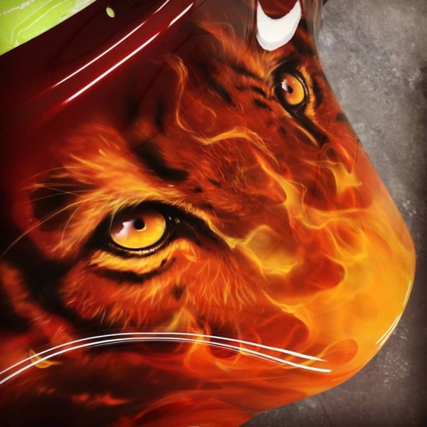 Tiger & Real Flames - Airbrush Artwoks