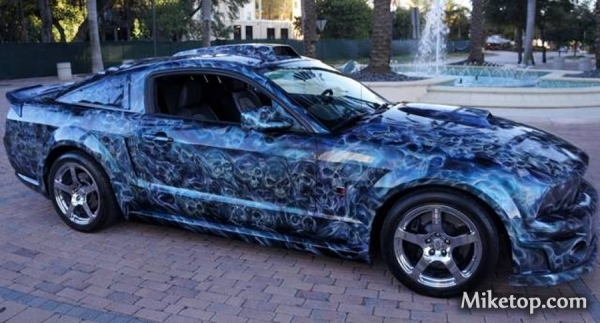 Details - #Skull on ford #Mustang GT 2008 - Kustom Airbrush