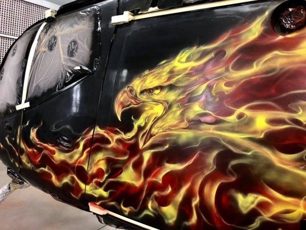 Real flames on Helicopter - Step by step