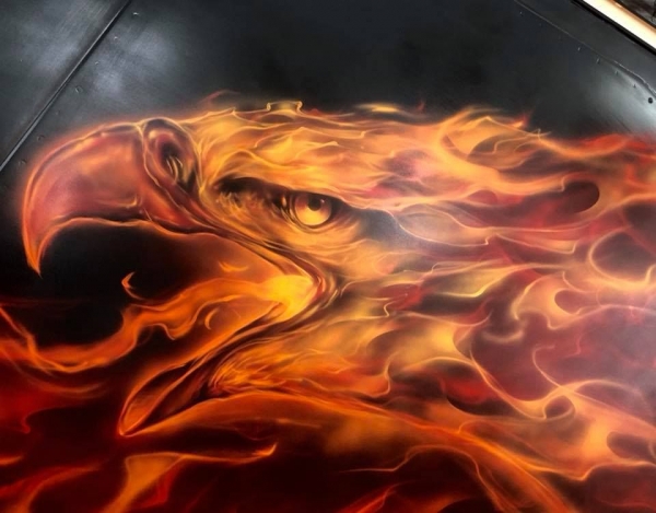 Details - Real Flames on Helicopter - Airbrush Artwoks