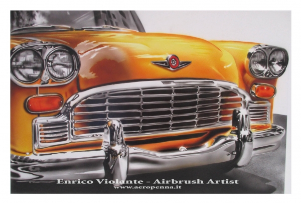 yellow cab, airbrush ink on "carta liquida" by Tecka Design