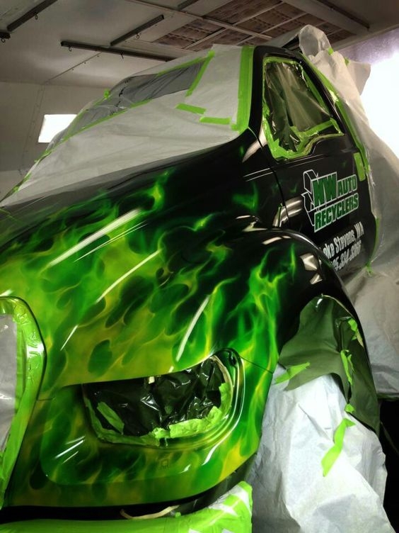 Green Real Flames - Kustom Airbrush