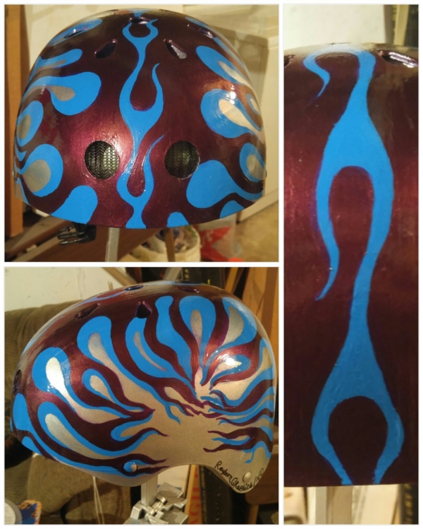 This helmet was a combination of airbrush and acrylic paints - Hand painted cycling helmets 