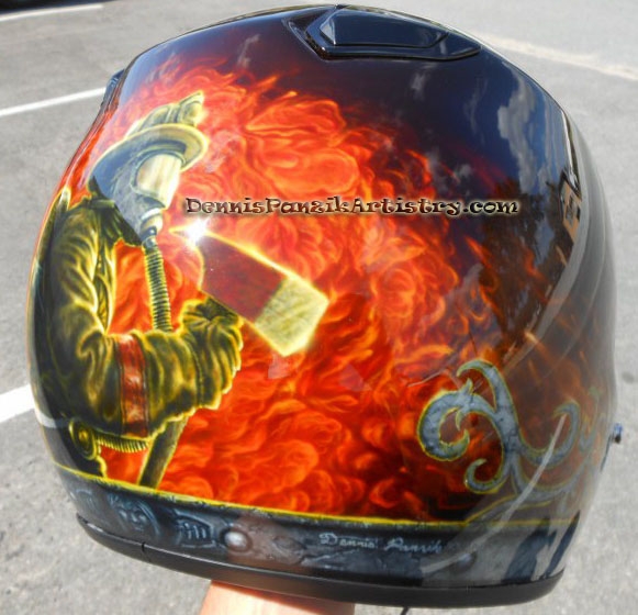 Helmet for a smoke diver. 
Dennis Panzik Artistry
facebook.com/dennispanzikartistry
