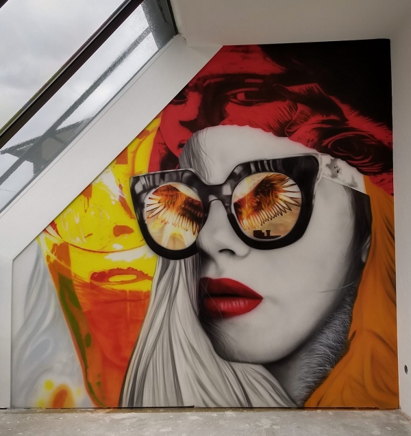 Hotel-room mural.