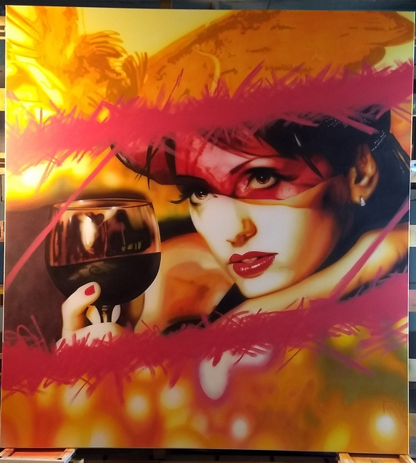 On canvas, to be placed on a hotelroom-wall.