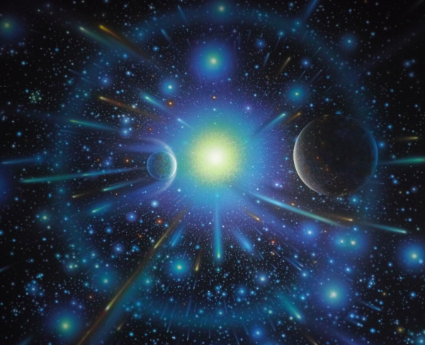 Painting Airbrush on cs10 canvas from the Space artworks gallery London. Title DOOMS DAY. - Artworks