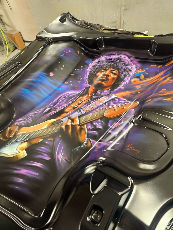 Hood with Jimmy Hendrix - Airbrush Freehand by Underhood Custom Art - Kustom Airbrush