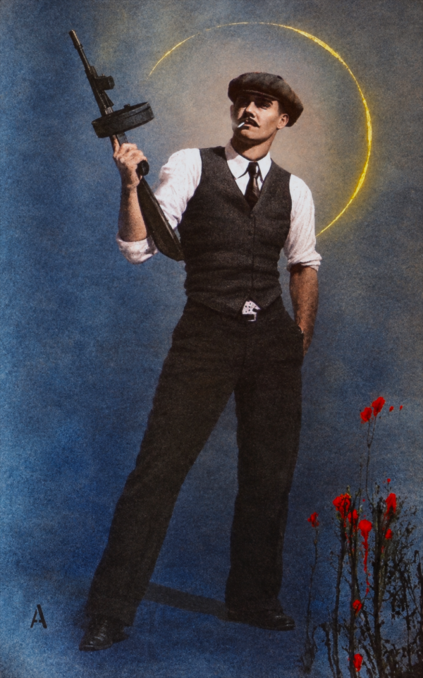Airbrush on cs10 canvas from the Artworks Factory London. Title I ALWAYS WANTED TO BE A GANGSTER. - Artworks