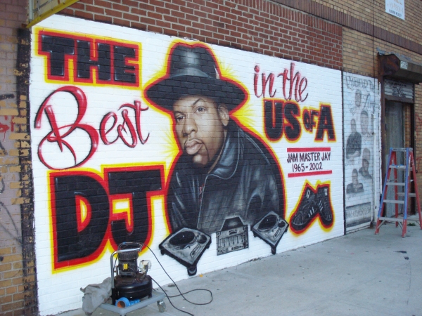 Airbrush Mural by Art-1 (Jam Master Jay) @ Run DMC and JMJ Way, Hollis NY - Airbrush Murales