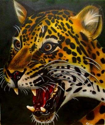 Jaguar auf Leinwand - Portrait