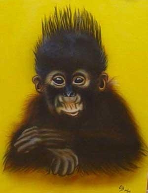 Affenbaby auf Leinwand - Portrait